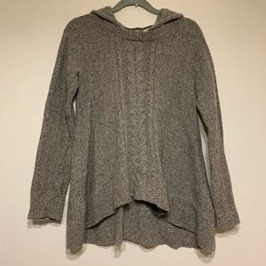 Moth Anthropologie Cable Knit Hooded Gray Sweater